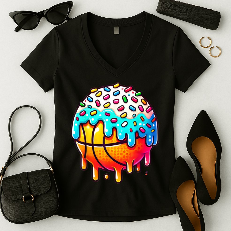 Ice Cream Basketball Drip Boy Girl Basketball Stuff  Women's V-Neck T-Shirt