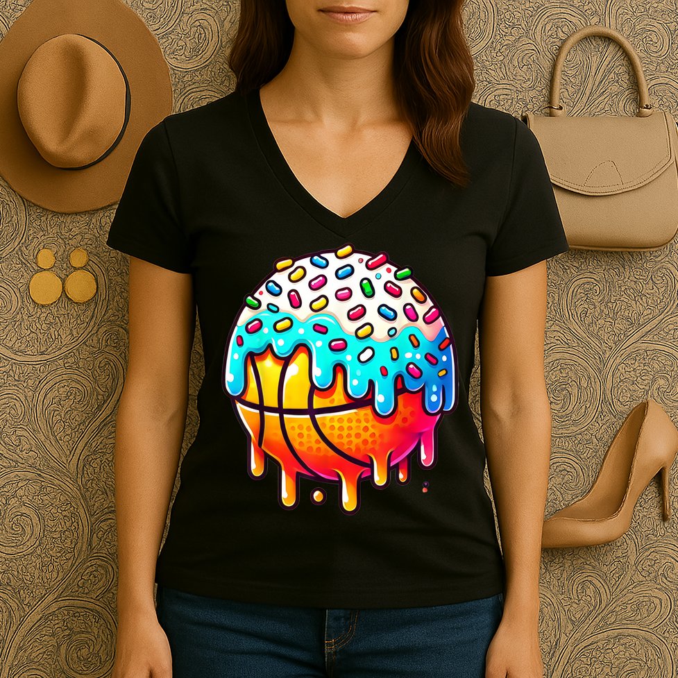 Ice Cream Basketball Drip Boy Girl Basketball Stuff  Women's V-Neck T-Shirt