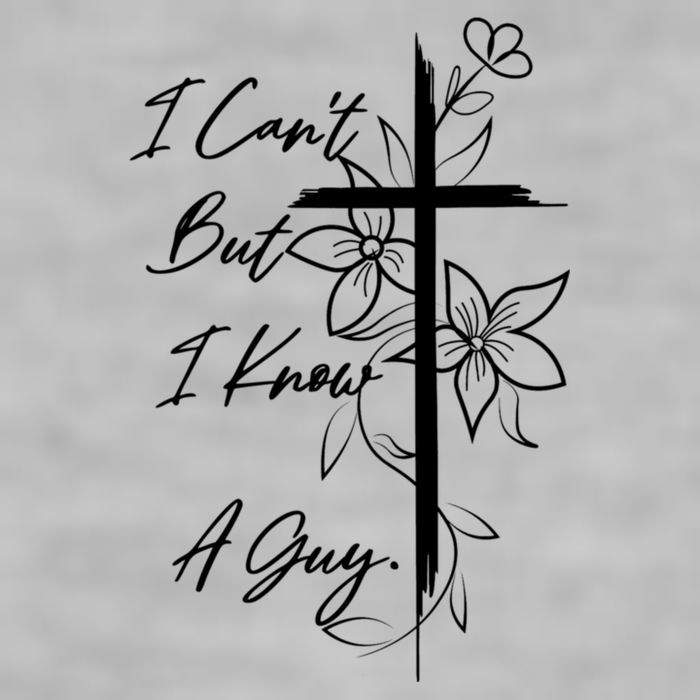 I Cant But I Know A Guy Jesus Cross Funny Christian Ladies PosiCharge Tri-Blend Wicking Tank