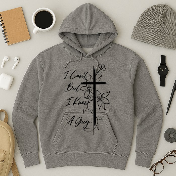 I Cant But I Know A Guy Jesus Cross Funny Christian Hoodie