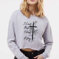 I Cant But I Know A Guy Jesus Cross Funny Christian Cropped Pullover Crew