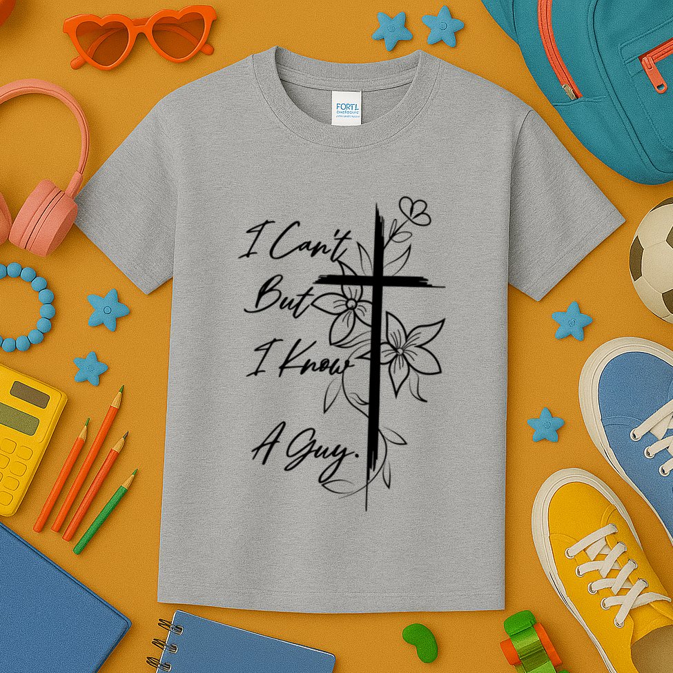 I Cant But I Know A Guy Jesus Cross Funny Christian Kids T-Shirt