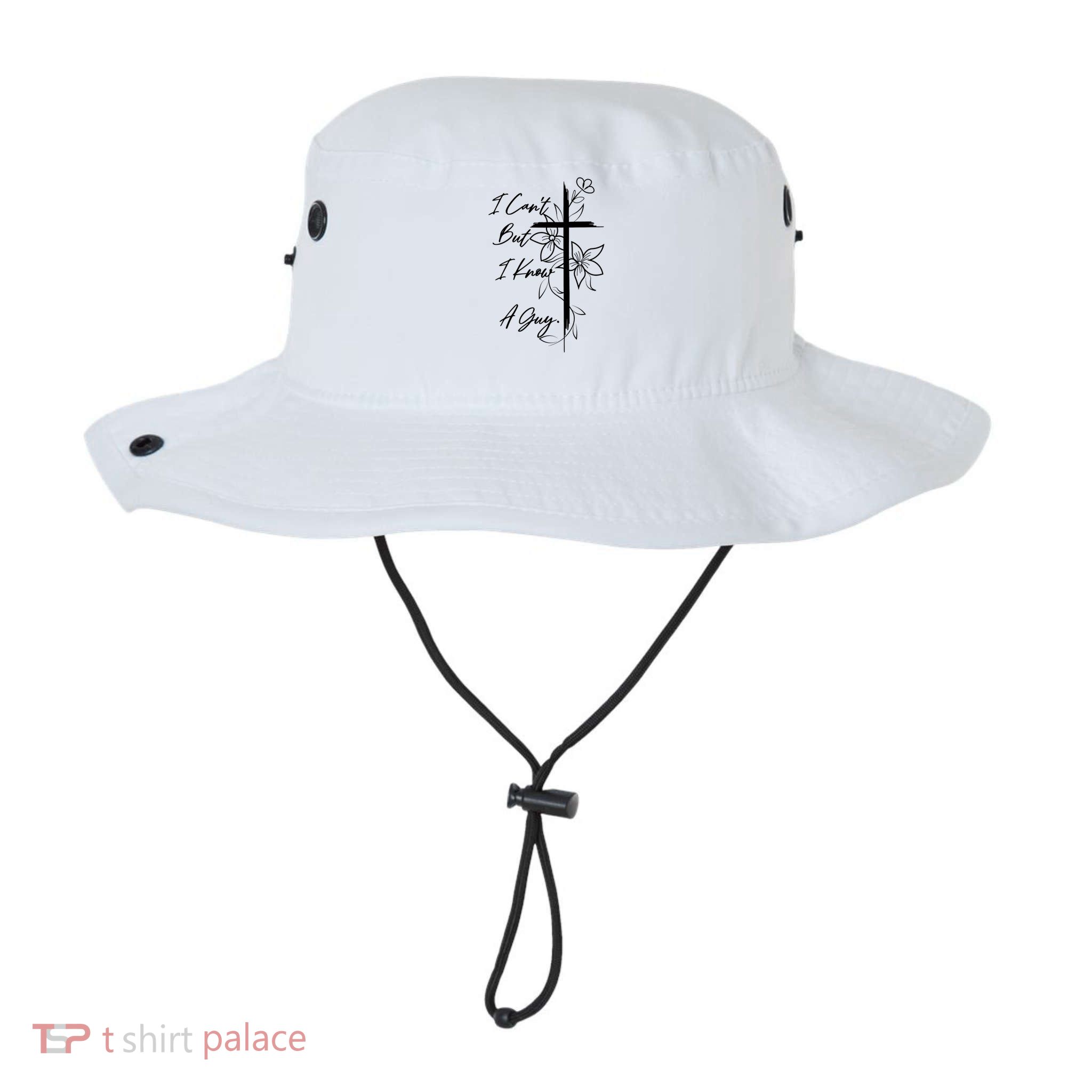 I Cant But I Know A Guy Jesus Cross Funny Christian Bucket Hat
