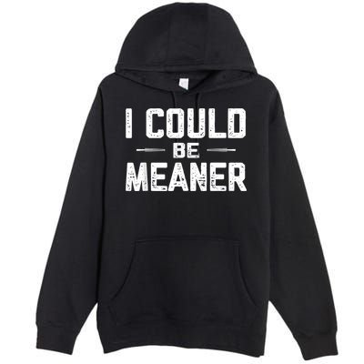 I Could Be Meaner Funny Adult Humor Funny Sarcastic Premium Pullover Hoodie