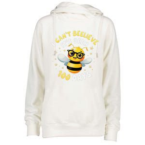 I CanT Believe Its Been 100 Days Funny Bee 100th Day School Womens Funnel Neck Pullover Hood