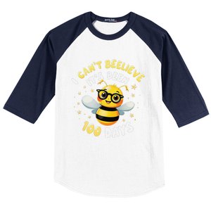 I CanT Believe Its Been 100 Days Funny Bee 100th Day School Baseball Sleeve Shirt