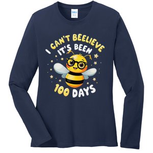 I CanT Believe Its Been 100 Days Funny Bee 100th Day School Ladies Long Sleeve Shirt