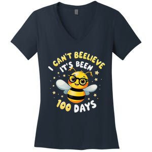 I CanT Believe Its Been 100 Days Funny Bee 100th Day School Women's V-Neck T-Shirt