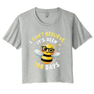 I CanT Believe Its Been 100 Days Funny Bee 100th Day School Women's Crop Top Tee