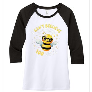 I CanT Believe Its Been 100 Days Funny Bee 100th Day School Women's Tri-Blend 3/4-Sleeve Raglan Shirt