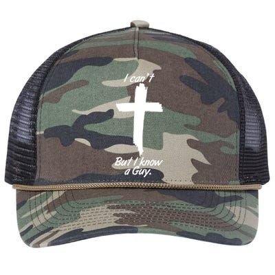 I Cant But I Know A Guy Faith Christianity Cross Retro Rope Trucker Hat Cap