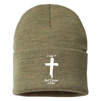 I Cant But I Know A Guy Faith Christianity Cross Sustainable Knit Beanie