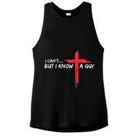 I CanT But I Know A Guy Jesus Cross Funny Christian Ladies PosiCharge Tri-Blend Wicking Tank