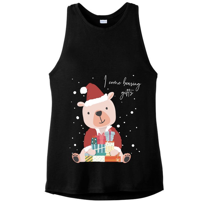 I Come Bearing Funny Gift Funny Christmas Santa Claus Polar Bear Funny Gift Ladies PosiCharge Tri-Blend Wicking Tank