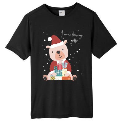 I Come Bearing Funny Gift Funny Christmas Santa Claus Polar Bear Funny Gift Tall Fusion ChromaSoft Performance T-Shirt