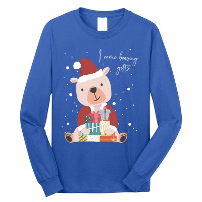 I Come Bearing Funny Gift Funny Christmas Santa Claus Polar Bear Funny Gift Long Sleeve Shirt