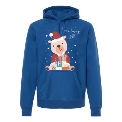 I Come Bearing Funny Gift Funny Christmas Santa Claus Polar Bear Funny Gift Premium Hoodie