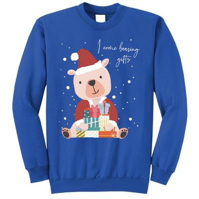 I Come Bearing Funny Gift Funny Christmas Santa Claus Polar Bear Funny Gift Tall Sweatshirt