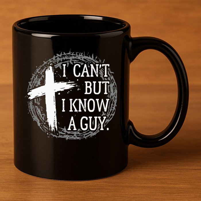 I can't but I know a guy Jesus cross funny christian Faith 11oz C Handle Ceramic Mug