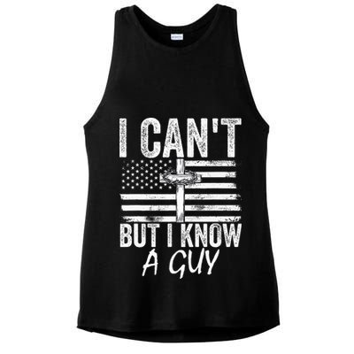 I Can't But I Know A Guy Jesus Cross Funny Christian Ladies PosiCharge Tri-Blend Wicking Tank