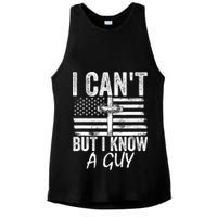 I Can't But I Know A Guy Jesus Cross Funny Christian Ladies PosiCharge Tri-Blend Wicking Tank