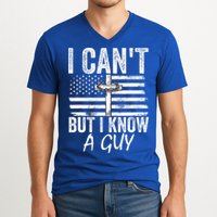 I Can't But I Know A Guy Jesus Cross Funny Christian V-Neck T-Shirt