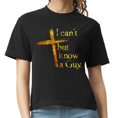 I Can't But I Know A Guy Jesus Cross Funny Christian Comfort Colors Boxy T-Shirt