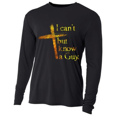 I Can't But I Know A Guy Jesus Cross Funny Christian Cooling Performance Long Sleeve Crew