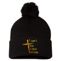 I Can't But I Know A Guy Jesus Cross Funny Christian Pom Pom 12in Knit Beanie