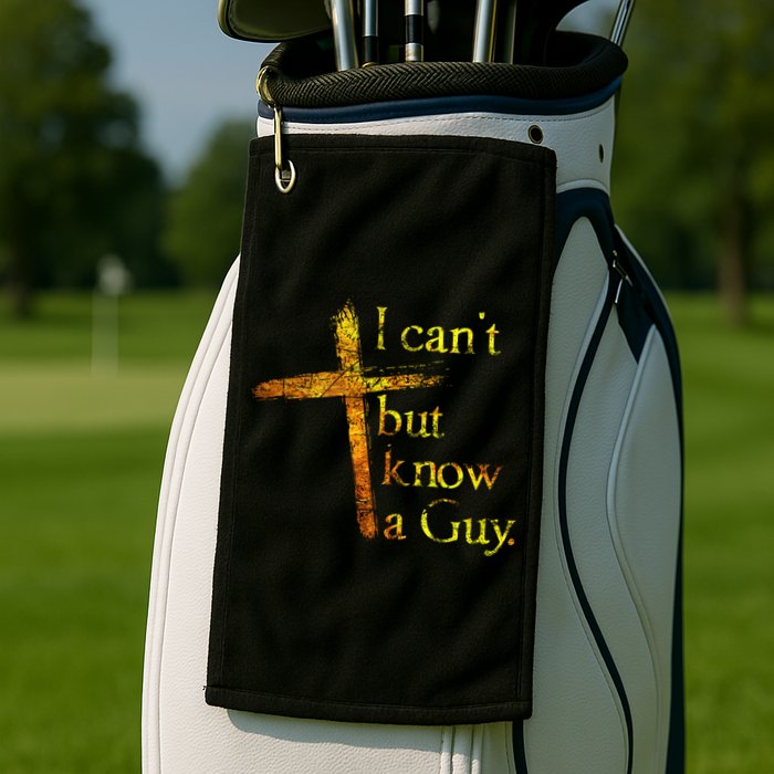 I Can't But I Know A Guy Jesus Cross Funny Christian Golf Towel