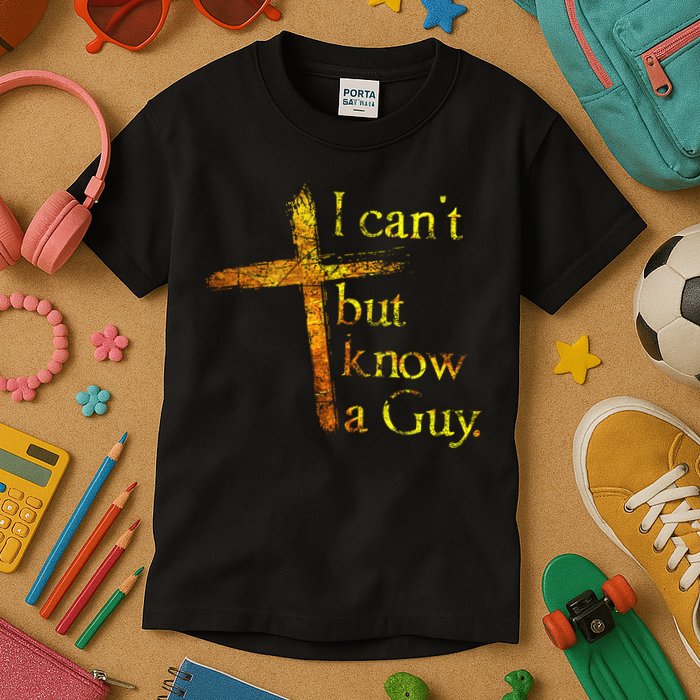 I Can't But I Know A Guy Jesus Cross Funny Christian Kids T-Shirt