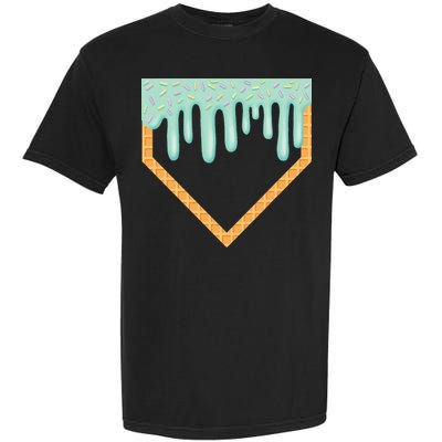 Ice Cream Baseball Drip Home Plate Baseball Dripping Garment-Dyed Heavyweight T-Shirt