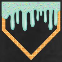 Ice Cream Baseball Drip Home Plate Baseball Dripping 7 Panel Mesh Trucker Snapback Hat