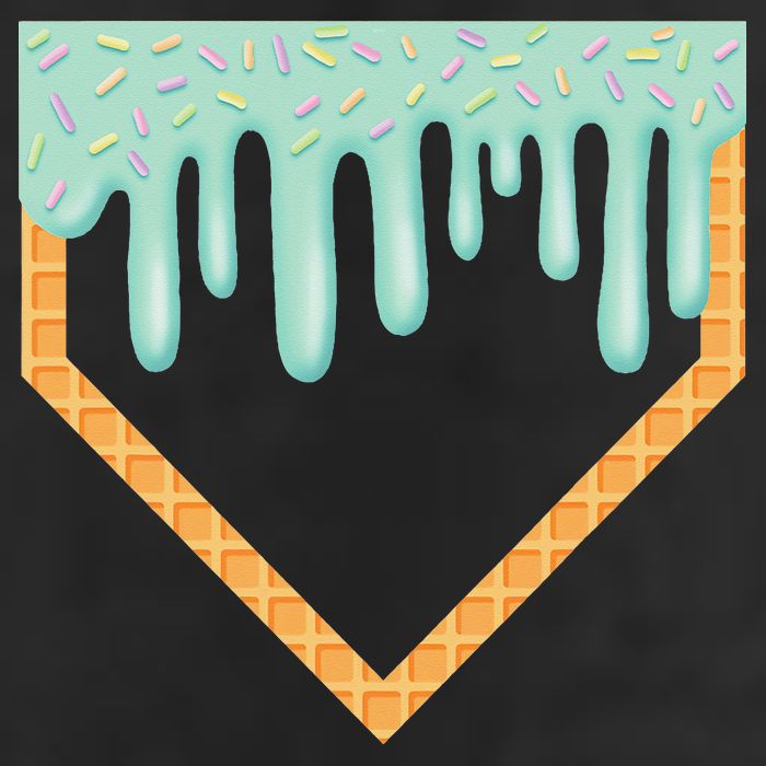 Ice Cream Baseball Drip Home Plate Baseball Dripping 7 Panel Mesh Trucker Snapback Hat