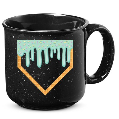 Ice Cream Baseball Drip Home Plate Baseball Dripping 15oz Campfire Ceramic Mug