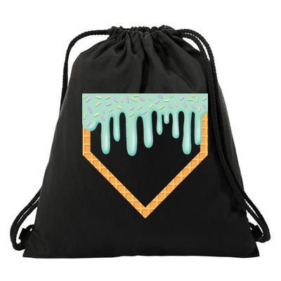 Ice Cream Baseball Drip Home Plate Baseball Dripping Drawstring Bag