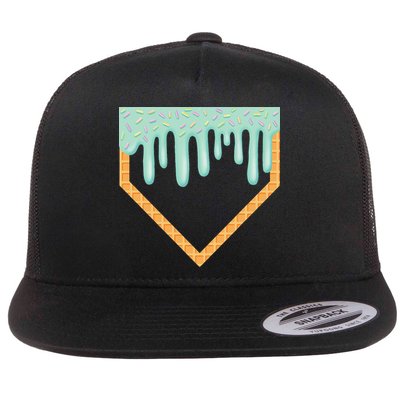 Ice Cream Baseball Drip Home Plate Baseball Dripping Flatbill Hat