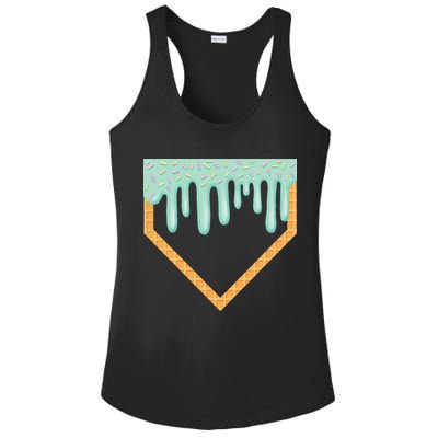Ice Cream Baseball Drip Home Plate Baseball Dripping Ladies PosiCharge Competitor Racerback Tank
