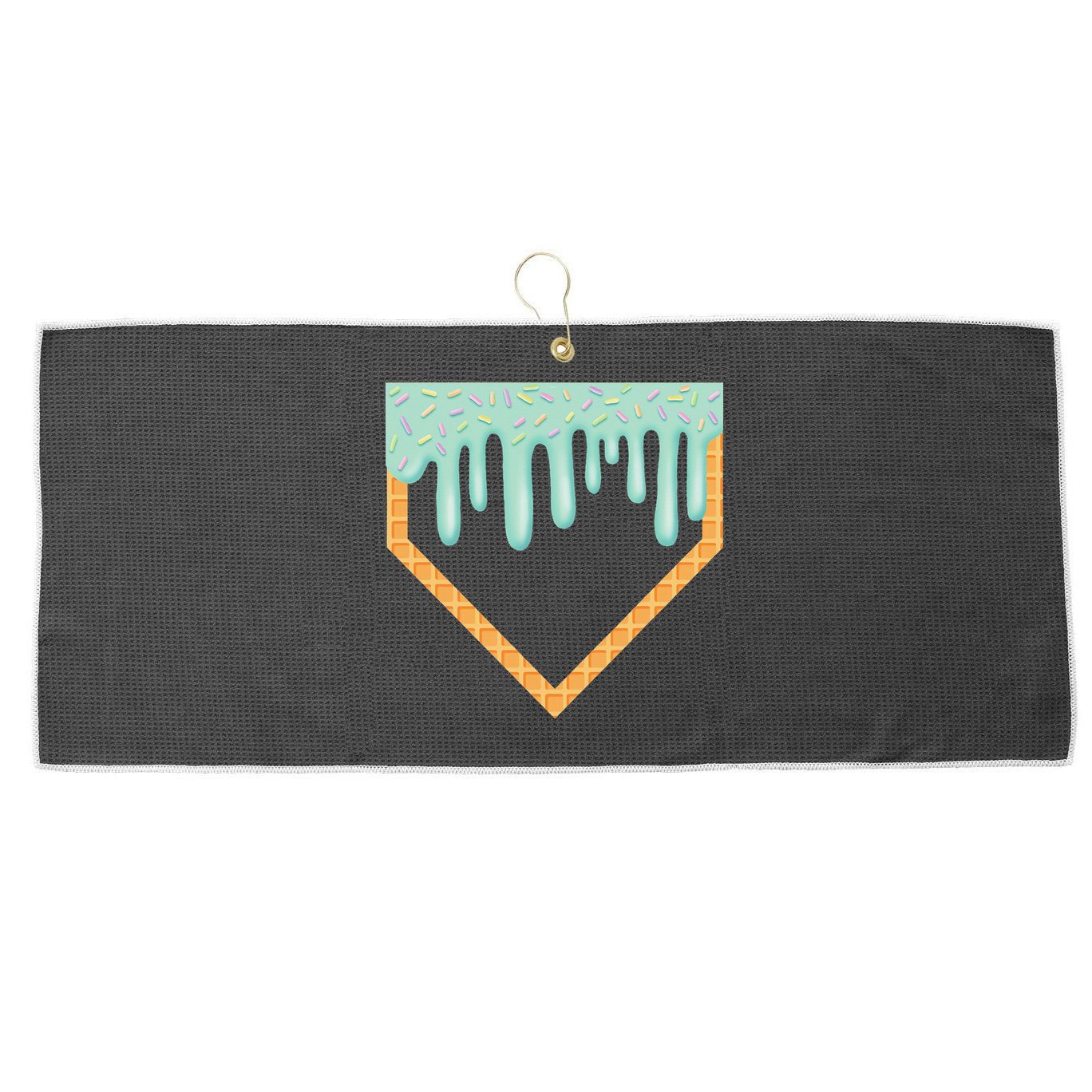 Ice Cream Baseball Drip Home Plate Baseball Dripping Large Microfiber Waffle Golf Towel