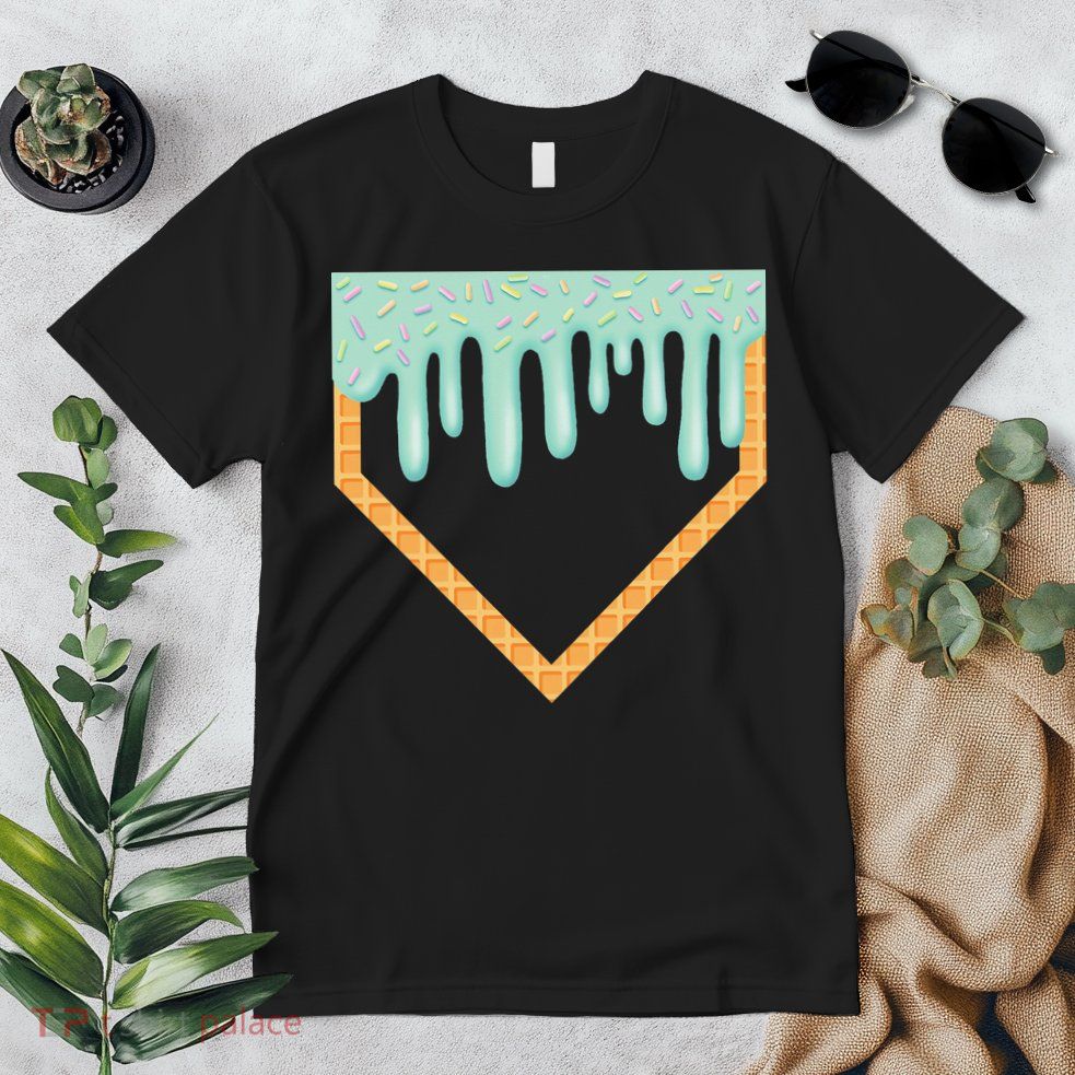 Ice Cream Baseball Drip Home Plate Baseball Dripping Premium T-Shirt