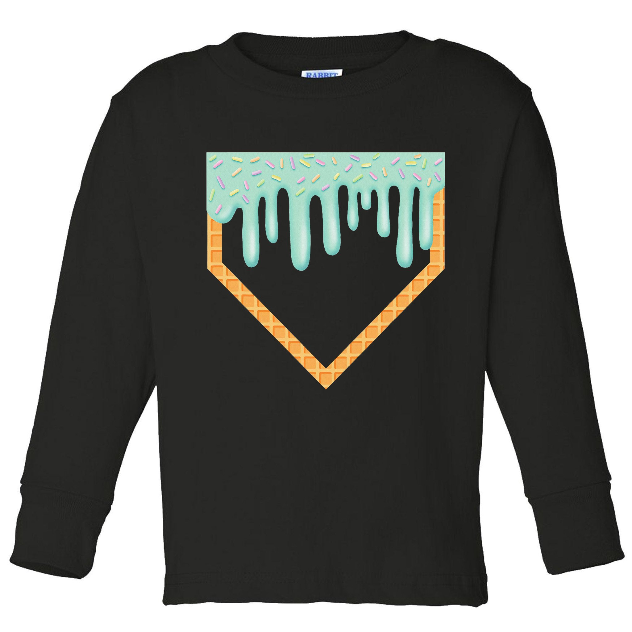 Ice Cream Baseball Drip Home Plate Baseball Dripping Toddler Long Sleeve Shirt