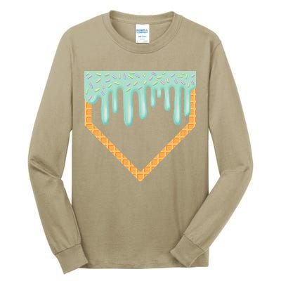 Ice Cream Baseball Drip Home Plate Baseball Dripping Tall Long Sleeve T-Shirt