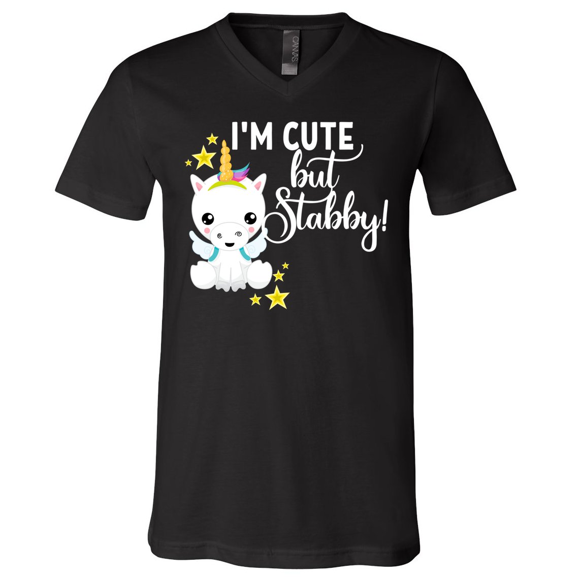 I'm Cute But Stabby Unicorn Feeling A Bit Stabby Today Gift V-Neck T-Shirt