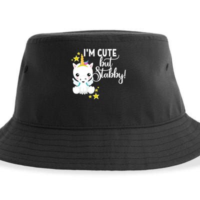 I'm Cute But Stabby Unicorn Feeling A Bit Stabby Today Gift Sustainable Bucket Hat