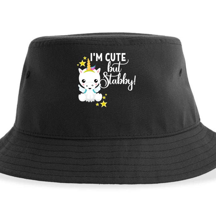 I'm Cute But Stabby Unicorn Feeling A Bit Stabby Today Gift Sustainable Bucket Hat