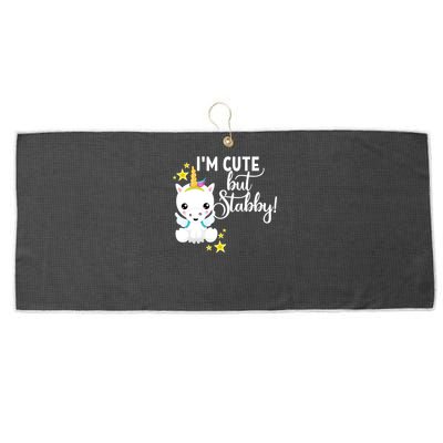 I'm Cute But Stabby Unicorn Feeling A Bit Stabby Today Gift Large Microfiber Waffle Golf Towel