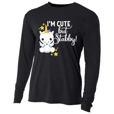 I'm Cute But Stabby Unicorn Feeling A Bit Stabby Today Gift Cooling Performance Long Sleeve Crew
