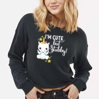 I'm Cute But Stabby Unicorn Feeling A Bit Stabby Today Gift Cropped Pullover Crew