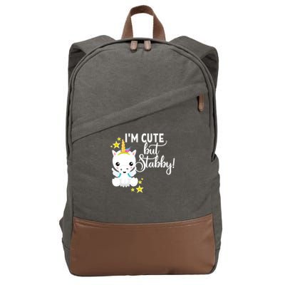 I'm Cute But Stabby Unicorn Feeling A Bit Stabby Today Gift Cotton Canvas Backpack