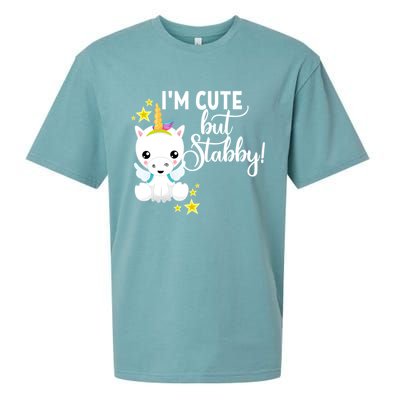 I'm Cute But Stabby Unicorn Feeling A Bit Stabby Today Gift Sueded Cloud Jersey T-Shirt